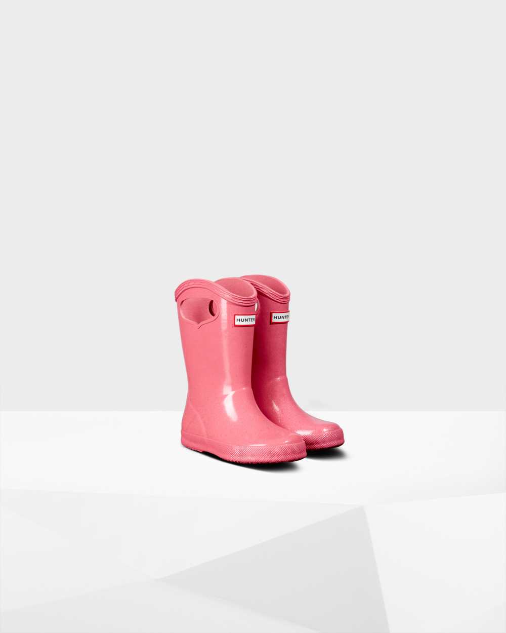 Hunter Original First Classic Grab Handle Gloss Kids Rain Boots NZ-45374X Pink
